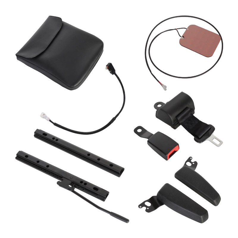 BF1-2 Kosteneffectieve, inklapbare vorkheftruckstoel van zwart vinyl met rugleuning voor magazijnwagenparken